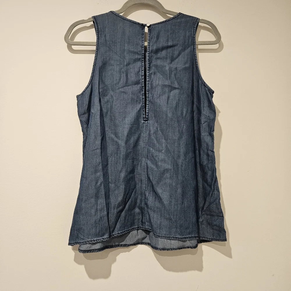 GAP Blue Denim Sleeveless Top, Size Small - Picture 3 of 4